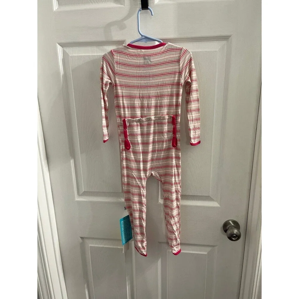 KicKee Pants Girl's Bamboo Fitted Coverall Desert Stripe Size 4T New With Tags